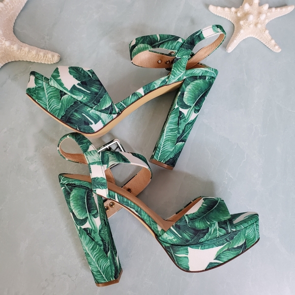 New Liliana Floral Platform Peep Tie Heels - Picture 3 of 5